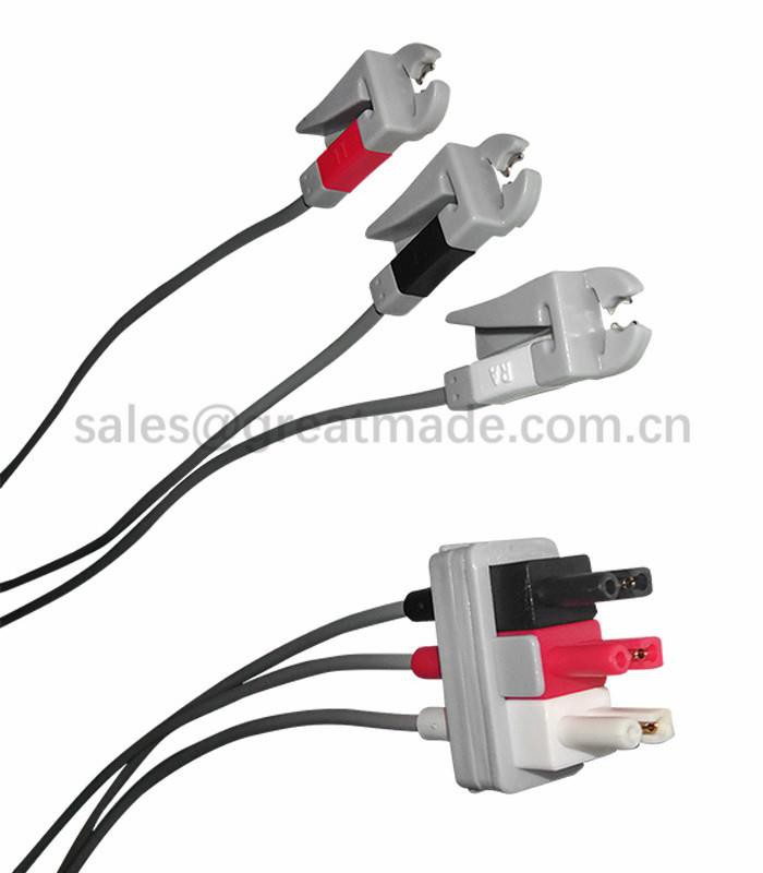 Kompatibilis M1605A EKG biztonságos vezetékkészlet, 3-vezetékes, AHA, 3ft, AA 2PIN / Snap